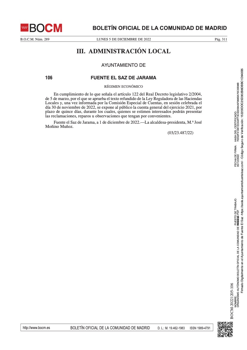 anuncio BOCM 5 12 22 exposicin pblica cuenta general2021 