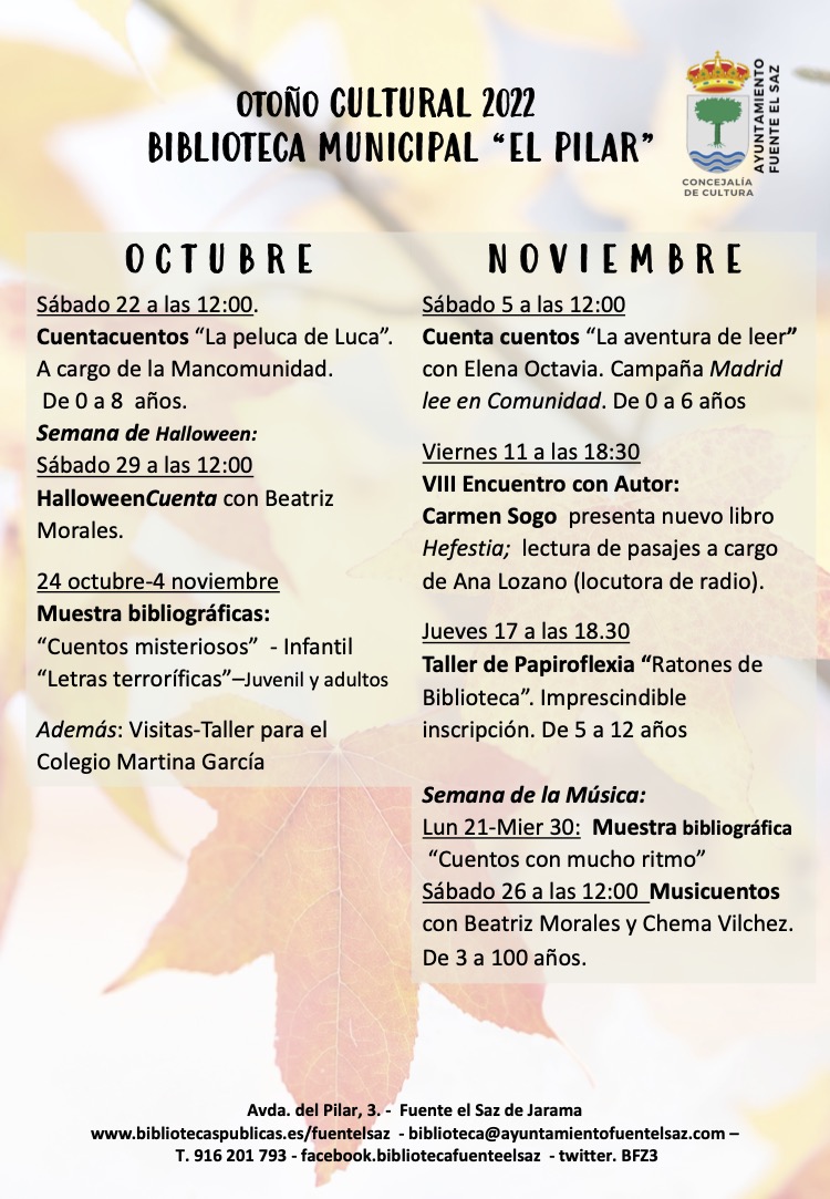 Cartel Otoo Cultural 2022 biblioteca
